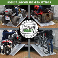 DREIBREIT by TRUTZHOLM Auffahrrampe 2-fach klappbar 175 cm 1020 kg Alu grau gelocht Verladerampe