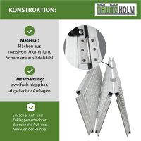 DREIBREIT by TRUTZHOLM Auffahrrampe 2-fach klappbar 175 cm 1020 kg Alu grau gelocht Verladerampe