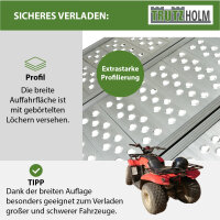 DREIBREIT by TRUTZHOLM Auffahrrampe 2-fach klappbar 175 cm 1020 kg Alu grau gelocht Verladerampe