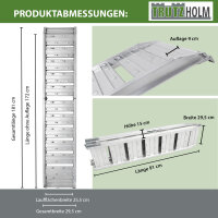 TRUTZHOLM 2x Auffahrrampe klappbar 180 cm Traglast 400 kg Alu grau geriffelt/ gelocht Verladerampe