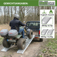 TRUTZHOLM 2x Auffahrrampe klappbar 180 cm Traglast 400 kg Alu grau geriffelt/ gelocht Verladerampe
