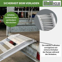 TRUTZHOLM 2x Auffahrrampe klappbar 180 cm Traglast 400 kg Alu grau geriffelt/ gelocht Verladerampe