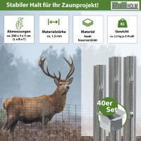Z-Profil Zaunpfosten 200 cm feuerverzinkt 40x Zaunpfähle 1,5 mm Stärke gestanzte Haken Forstprofil