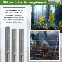 Z-Profil Zaunpfosten 200 cm feuerverzinkt 40x Zaunpfähle 1,5 mm Stärke gestanzte Haken Forstprofil