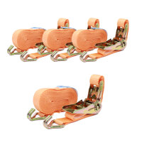 4x Profi Ratschen Spanngurt Spanngurte Zurrgurt 2-tlg 6m 0,8t 0,8to 800kg TÜV/GS ORANGE AMAZON