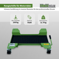 Rangierhilfe für Motorrad mit Ständer grün 54x19 cm Last bis 250kg Rollwagen Rangierplatte