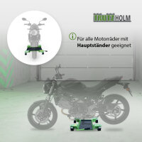 Rangierhilfe für Motorrad mit Ständer grün 54x19 cm Last bis 250kg Rollwagen Rangierplatte