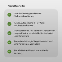 Rangierhilfe für Motorrad mit Ständer grün 54x19 cm Last bis 250kg Rollwagen Rangierplatte