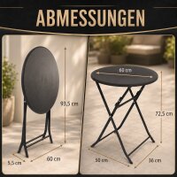 Balkontisch Bistrotisch Klapptisch Gartentisch grau Holzoptik 60 cm Ø  klappbar