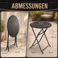 Balkontisch Bistrotisch Klapptisch Gartentisch grau Holzoptik 60 cm Ø  klappbar