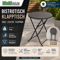 Balkontisch Bistrotisch Klapptisch Gartentisch grau Holzoptik 60 cm Ø  klappbar