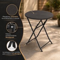 Balkontisch Bistrotisch Klapptisch Gartentisch grau Holzoptik 60 cm Ø  klappbar