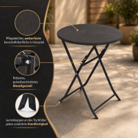 Balkontisch Bistrotisch Klapptisch Gartentisch grau Holzoptik 60 cm Ø  klappbar