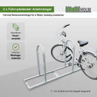 2 x Fahrradanlehnbügel  90 x 84 cm Stahl feuerverzinkt Ø 49 mm grau freistehend Fahrradständer Parker Typ U