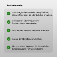 5 x Fahrradanlehnbügel  90 x 84 cm Stahl feuerverzinkt Ø 49 mm grau freistehend Fahrradständer Parker Typ U