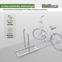 5 x Fahrradanlehnbügel  90 x 84 cm Stahl feuerverzinkt Ø 49 mm grau freistehend Fahrradständer Parker Typ U