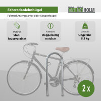2 x Fahrradanlehnbügel  111,5 x 40 cm Stahl feuerverzinkt Ø 49 mm Einbetonieren Fahrradständer Parker Typ U