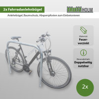2 x Fahrradanlehnbügel 115 x 99 cm Stahl feuerverzinkt Ø 49 mm Einbetonieren Fahrradständer Parker Typ U