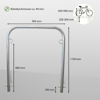 2 x Fahrradanlehnbügel 115 x 99 cm Stahl feuerverzinkt Ø 49 mm Einbetonieren Fahrradständer Parker Typ U