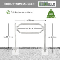 2x Fahrradanlehnbügel 115 x 124 cm Stahl feuerverzinkt Ø 60 mm Einbetonieren Fahrradständer Typ O