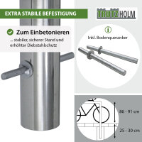 2x Fahrradanlehnbügel 116x74 cm Edelstahl Ø 60 mm zum Einbetonieren Fahrradständer Parker Typ U