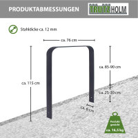 5 x Fahrradanlehnbügel 115 x 76 cm Flachstahl 12 mm pulverbeschichtet Einbetonieren Parker Anthrazit      Typ U