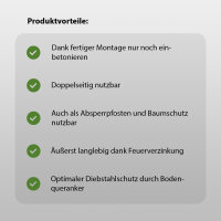 5 x Fahrradanlehnbügel 78 x 115 cm Stahl feuerverzinkt Ø 60 mm grau Einbetonieren Fahrradständer Parker Typ H