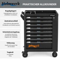 Werkstattwagen ROCKX unbestückt 8 Schubladen Vollauszug Softclose abschließbar Seitentür und Ablage