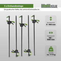 5x Einhandzwinge 60x900 mm Schnellspannzwinge Schraubzwinge Spanner 60x900 mm