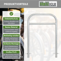 Fahrradanlehnbügel 115 x 78 cm Stahl feuerverzinkt Ø 49 mm zum Einbetonieren Fahrradständer Typ H