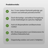 Fahrradanlehnbügel 115 x 76 cm Flachstahl 13 mm Anthrazit Einbetonieren Fahrradständer Parker Typ U