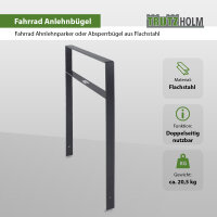 Fahrradanlehnbügel 114 x 77 cm Flachstahl 13 mm Anthrazit Einbetonieren Fahrradständer Parker Typ H