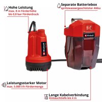 Einhell Akku-Klarwasserpumpe GE-SP 18 Li - Solo  Power X-Change