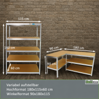 2er Set XXL Schwerlastregal 180x115x60 cm 875 kg Traglast Werkstattregal Lagerregal Weitspannregal
