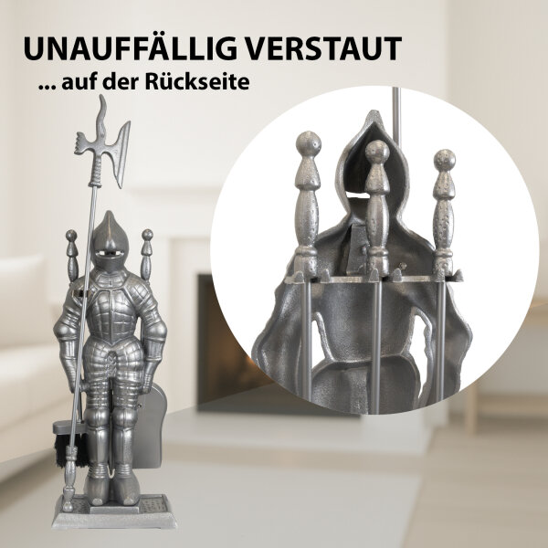 Kamingarnitur Kaminbesteck silber Modell Ritter 4-tlg Gusseisen, 38,99 €