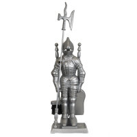 Ritterfigur aus Gusseisen silber mit 4-teiligem...