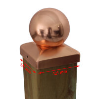 10x Pfostenkappe Kupfer 121 mm Kugel Abdeckkappe für Pfosten 12 x 12 cm