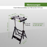 2 x Werkbank Premium Alu klappbar höhenverstellbar 7 Stufen Werktisch Schnellspanner, bis 90° neigbar
