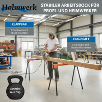 2x Arbeitsbock, Gerüstbock, Klappbock, bis 500 kg, Klappbarer Metallbock mit Griff