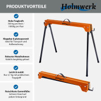 2x Arbeitsbock, Gerüstbock, Klappbock, bis 500 kg, Klappbarer Metallbock mit Griff