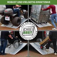 DREIBREIT by TRUTZHOLM Alu Auffahrrampe 222 cm 2-fach klappbar Tragkraft 1650 kg geriffelt massiv