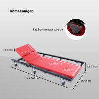 100 cm Montageliege Montagerollbrett Werkstattliege Rollliege Liege Rollbrett
