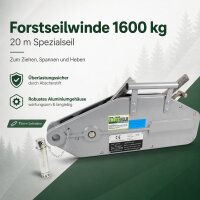 Seilzug 1600kg Greifzug Seilwinde Forstseilwinde Offroad Winde 1,6 t to 20m Seil