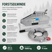 Seilzug 1600kg Greifzug Seilwinde Forstseilwinde Offroad Winde 1,6 t to 20m Seil