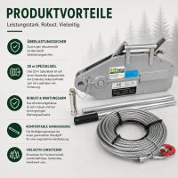 Seilzug 1600kg Greifzug Seilwinde Forstseilwinde Offroad Winde 1,6 t to 20m Seil