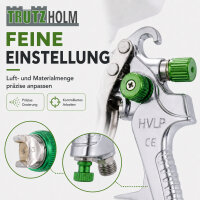 HVLP Lackierpistole mit 3 Edelstahldüsen 1,4mm 1,7mm 2,0mm 600ml Becher