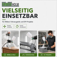 HVLP Lackierpistole mit 3 Edelstahldüsen 1,4mm 1,7mm 2,0mm 600ml Becher