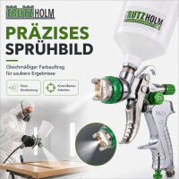 HVLP Lackierpistole mit 3 Edelstahldüsen 1,4mm 1,7mm 2,0mm 600ml Becher
