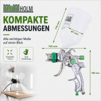 HVLP Lackierpistole mit 3 Edelstahldüsen 1,4mm 1,7mm 2,0mm 600ml Becher