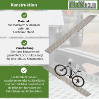 TRUTZHOLM 1 x Alu Auffahrrampe 150 x 21,5 cm 200 kg rutschhemmend starr Fahrradrampe Verladerampe